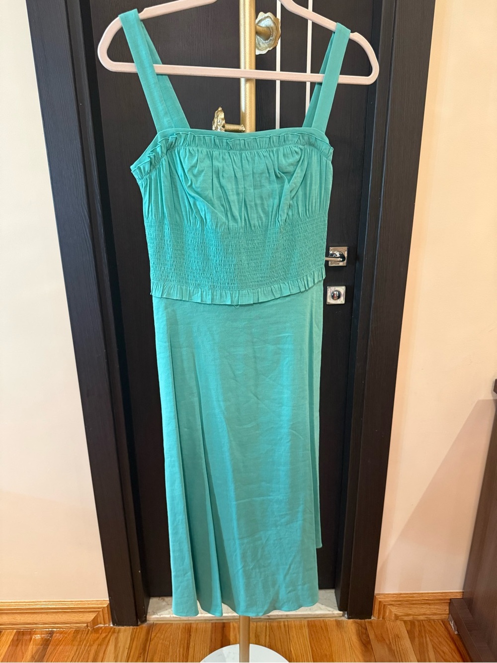 Emanuel Ungaro Teal Green Smocked Maxi Dress
